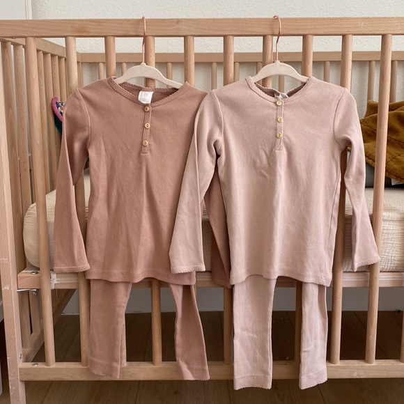 H&M Pajamas Hm Baby Girl Organic Cotton Ribbed 2 Piece Pajama Set Outfit Top Leggings Poshmark
